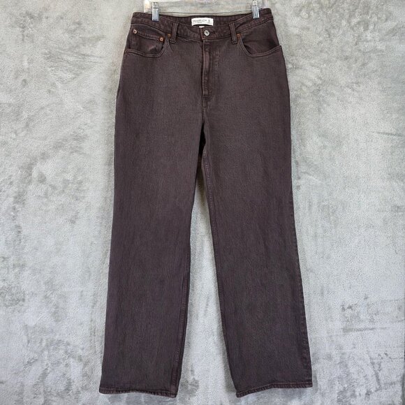 Abercrombie & Fitch Jeans Womens 12R 31 Brown 90s Relaxed High Rise Curve Love - Picture 1 of 11